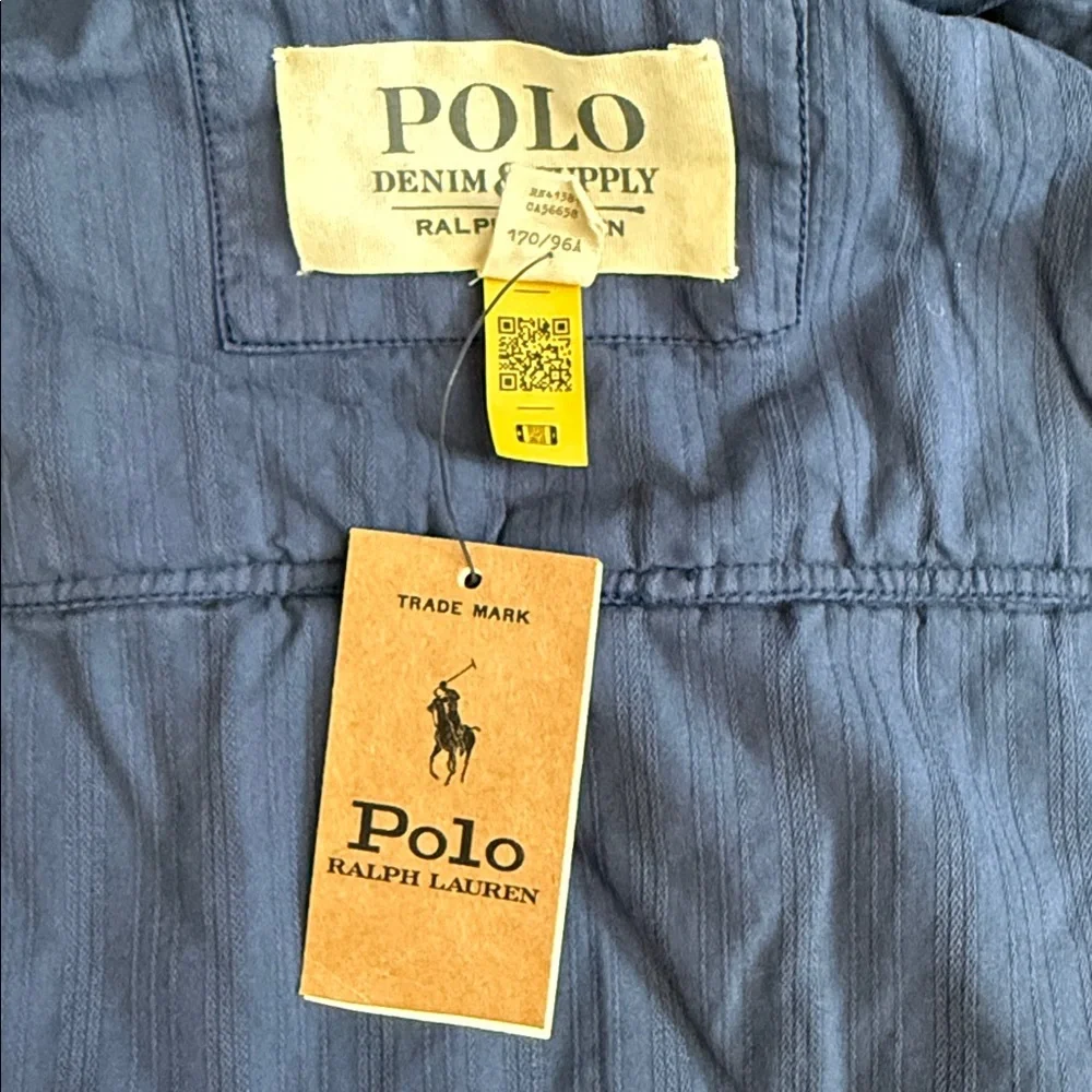 {NWT} Denim & Supply by Polo Ralph Lauren | Cotton Silk Utility Vest Blue (L) - Picture 7 of 16